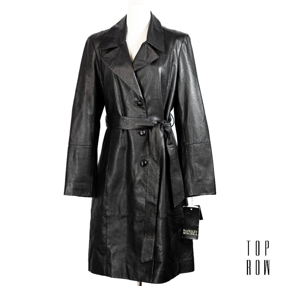 Badgley Mischka Leather Trench Coat